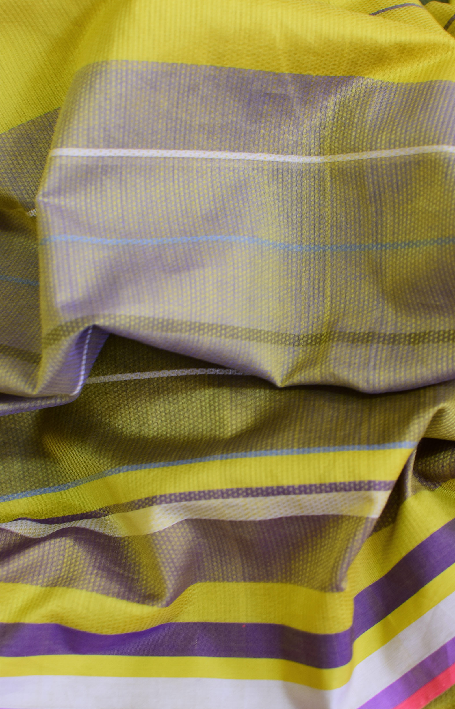 Olive Green , Handwoven Organic Cotton, Textured Weave , Jacquard, Work Wear Saree